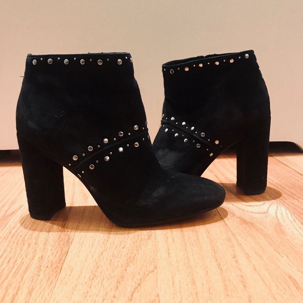 Sam Edelman Black Suede Studded Ankle Booties